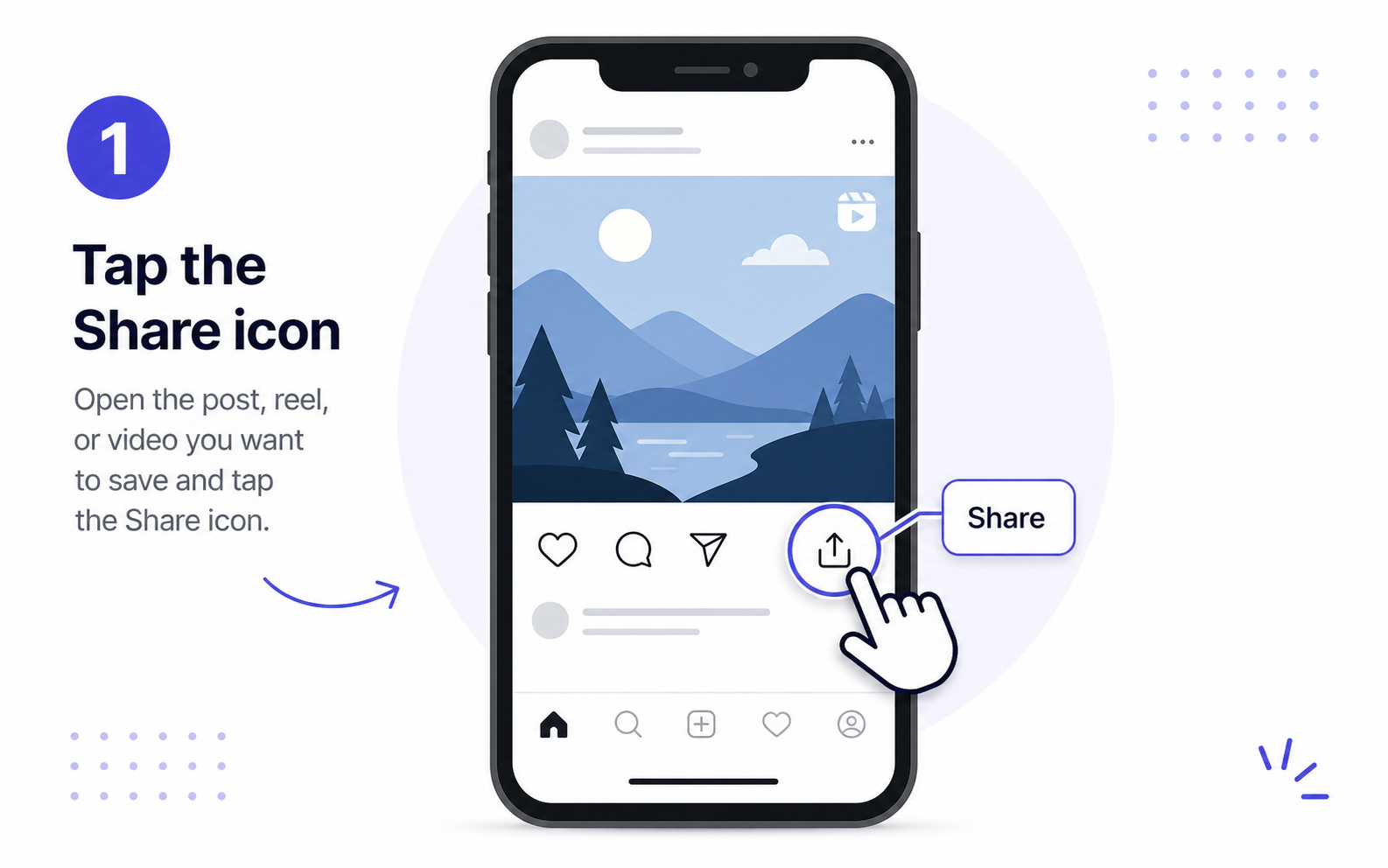tap instagram share icon